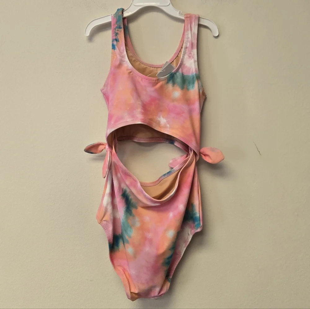 J. Crew Crewcuts tie dye one piece swimsuit Pink Blue 12